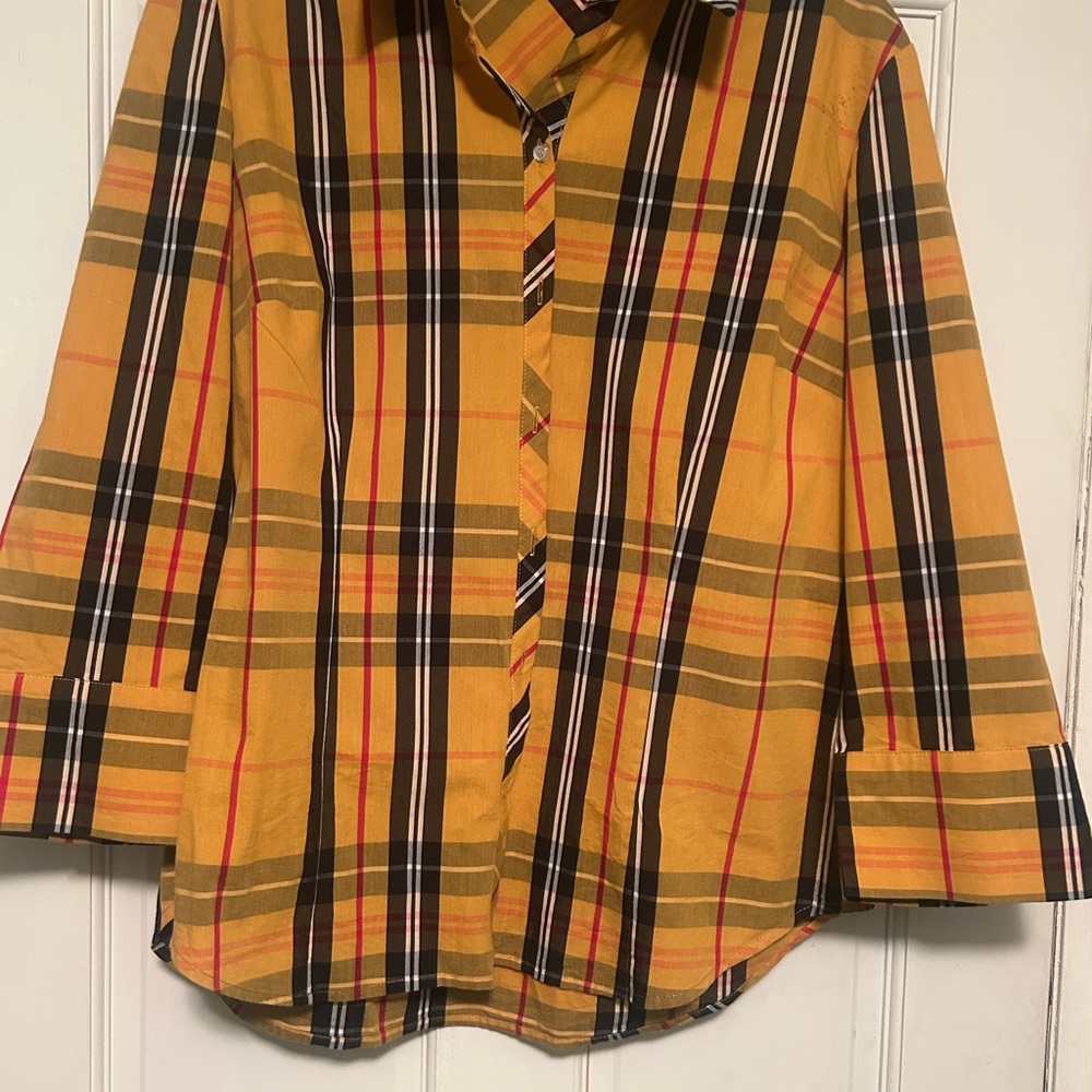 Yellow and Black Plaid Button Down Shirt